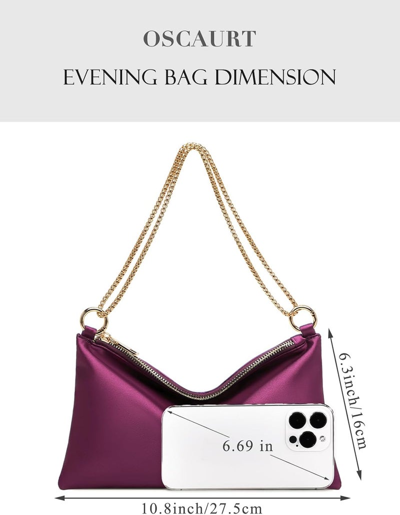 oscaurt Women's Evening Handbag Satin Shoulder Bag Purse for Prom Engagement Cocktail Party Wedding - Image 4